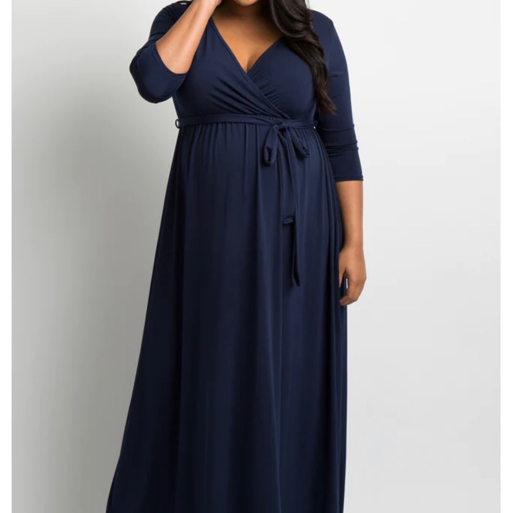 Pink blush navy maternity plus size wrap dress NWT